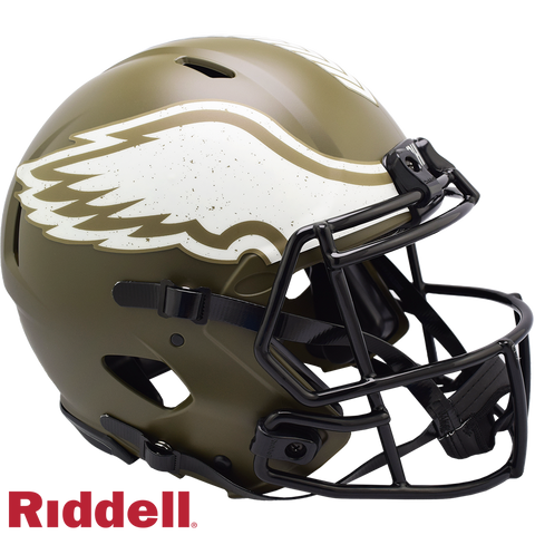 Philadelphia Eagles Helmet Riddell Authentic Full Size Speed Style Salute To Service 2022-0