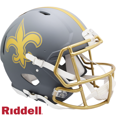 New Orleans Saints Helmet Riddell Authentic Full Size Speed Style Slate Alternate-0