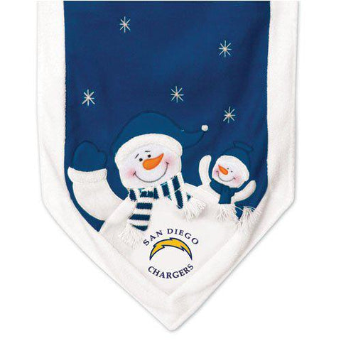 San Diego Chargers Table Runner 72x15 Snowman - Team Fan Cave