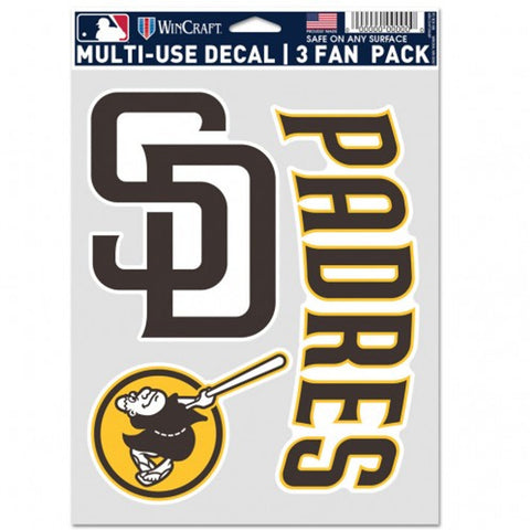 San Diego Padres Decal Multi Use Fan 3 Pack Special Order-0