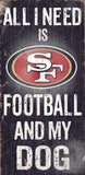 San Francisco 49ers Wood Sign - Football and Dog 6"x12"