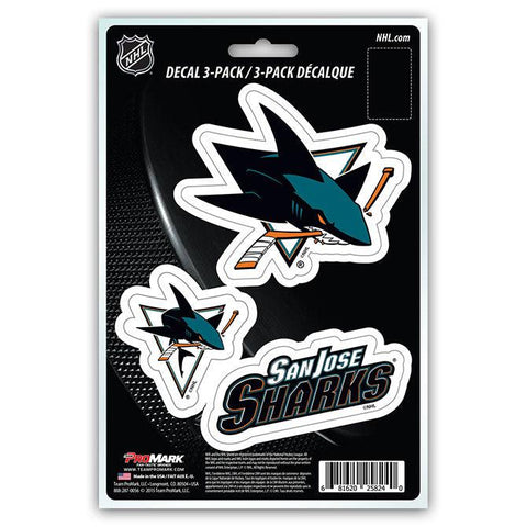 San Jose Sharks Decal Die Cut Team 3 Pack - Team Fan Cave