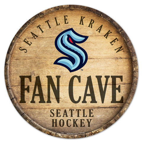 Seattle Kraken Sign Wood 14 Inch Round Barrel Top Design - Special Order-0
