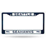 Seattle Seahawks License Plate Frame Metal Navy - Team Fan Cave