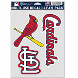 St. Louis Cardinals Decal Multi Use Fan 3 Pack