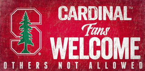 Stanford Cardinal Wood Sign Fans Welcome 12x6 - Special Order - Team Fan Cave