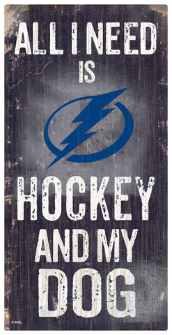 Tampa Bay Lightning Sign Wood 6x12 Hockey and Dog Design