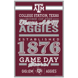 Texas A&M Aggies Sign 11x17 Wood Established Design-0