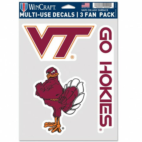 Virginia Tech Hokies Decal Multi Use Fan 3 Pack Special Order