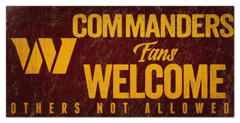 Washington Commanders Sign Wood 12x6 Fans Welcome Design-0