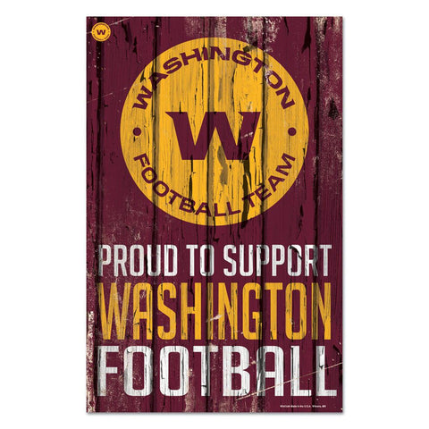 Washington Football Team Sign 11x17 Wood Proud to Support Design-0