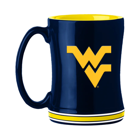 West Virginia Mountaineers Coffee Mug 14oz Sculpted Relief Team Color-0