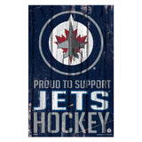 Winnipeg Jets Sign 11x17 Wood Proud to Support Design-0