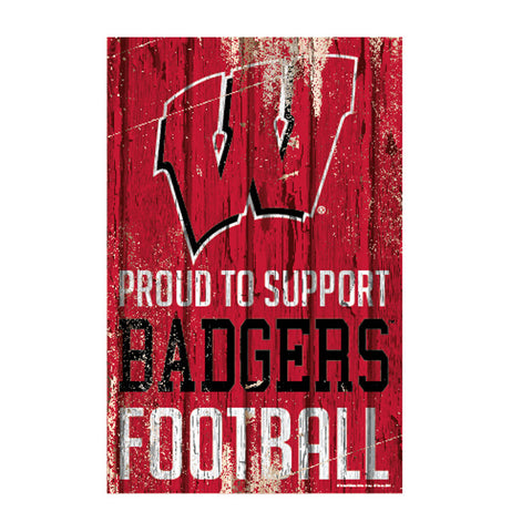 Wisconsin Badgers Sign 11x17 Wood Proud to Support Design-0