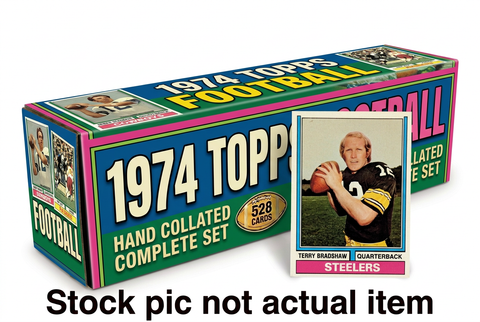 1974 Topps Football 528-card hand-collated complete set with Terry Bradshaw card. Stock pic not actual item.