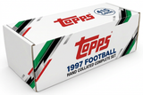 1997 Topps Football hand collated complete set storage box with green black red silver graphics and one 415-card badge