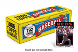 1986 Topps Baseball 792-card hand-collated complete set with corrected box-top graphics and Pete Rose card. Stock pic not actual item.