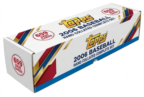 Stock illustration of a long white storage box for the 2006 Topps Baseball 659-card hand collated complete base set