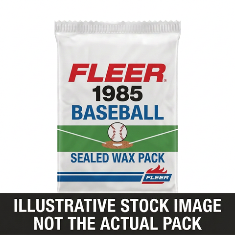Illustrative stock image of a 1985 Fleer Baseball sealed wax pack. Not the actual pack.