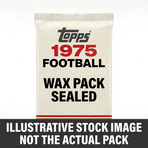 Illustrative stock image of a 1975 Topps Football sealed wax pack. Not the actual pack.