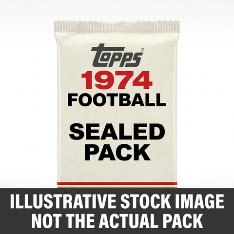 Illustrative stock image of a 1974 Topps Football sealed pack. Not the actual pack.
