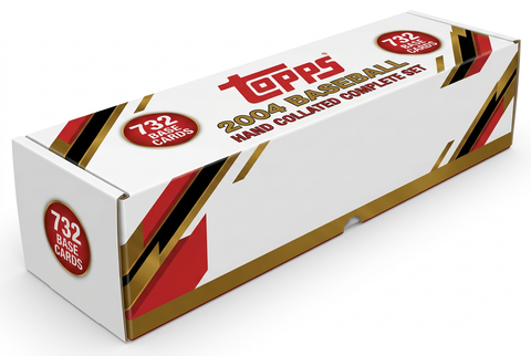 Stock illustration of a long white storage box for the 2004 Topps Baseball 732-card hand collated complete base set