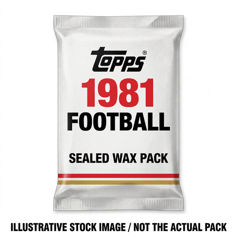 Illustrative stock image of a 1981 Topps Football sealed wax pack. Not the actual pack.