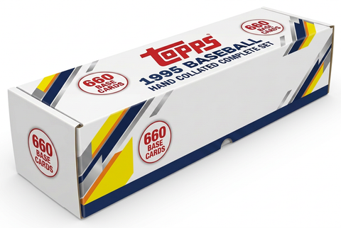 Stock illustration of a long white storage box for the 1995 Topps Baseball 660-card hand collated complete base set