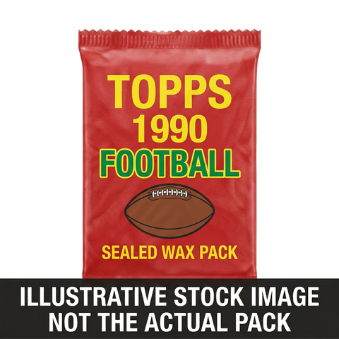 Illustrative stock image of a 1990 Topps Football sealed wax pack. Not the actual pack.