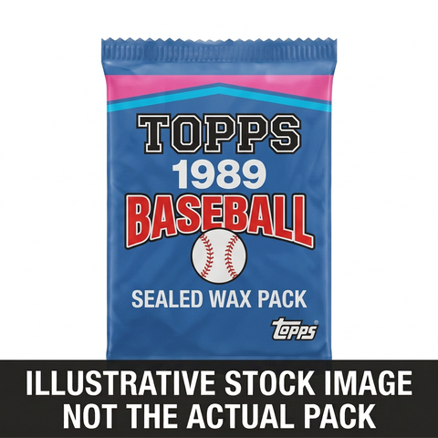 Illustrative stock image of a 1989 Topps Baseball sealed wax pack. Not the actual pack.