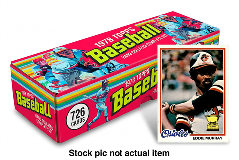 1978 Topps Baseball 726-card hand-collated complete set with Eddie Murray card. Stock pic not actual item.