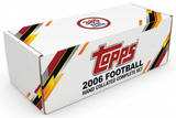 2006 Topps Football hand collated complete set storage box with large front Topps logo and one 385-card badge