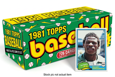 1981 Topps Baseball 726-card hand-collated complete set with Rickey Henderson card. Stock pic not actual item.