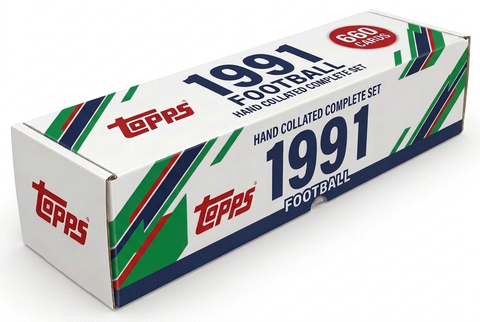 1991 Topps Football hand collated complete set long storage box with large year and single 660-card badge