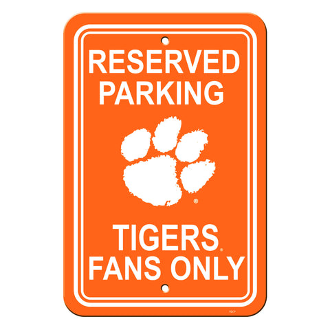 Clemson Tigers Sign - Plastic - Reserved Parking - 12 in x 18 in - Team Fan Cave
