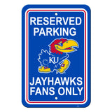 Kansas Jayhawks Sign - Plastic - Reserved Parking - 12 in x 18 in - Special Order - Team Fan Cave