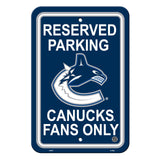 Vancouver Canucks Sign 12x18 Plastic Reserved Parking Style CO - Team Fan Cave