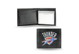 Oklahoma City Thunder Wallet Billfold Leather Embroidered Black - Team Fan Cave