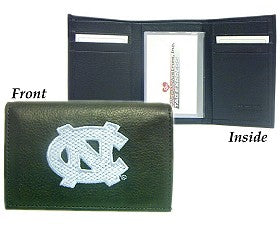 North Carolina Tar Heels Wallet Trifold Leather Embroidered - Team Fan Cave
