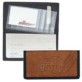 Los Angeles Clippers Leather/Nylon Embossed Checkbook Cover - Team Fan Cave