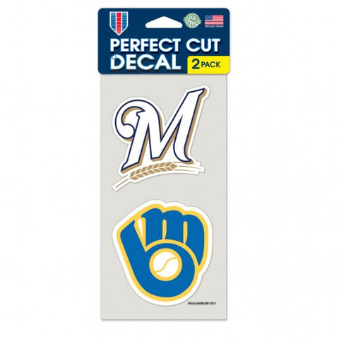 Milwaukee Brewers Decal 4x4 Perfect Cut Set of 2 - Team Fan Cave
