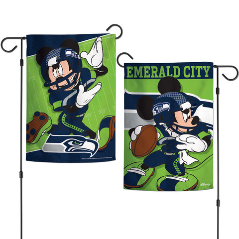 Seattle Seahawks Flag 12x18 Garden Style 2 Sided Disney Special Order - Team Fan Cave
