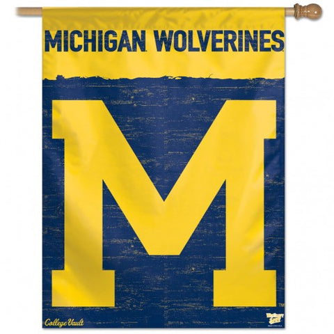 Michigan Wolverines Banner 27x37 Vertical College Vault Design - Team Fan Cave