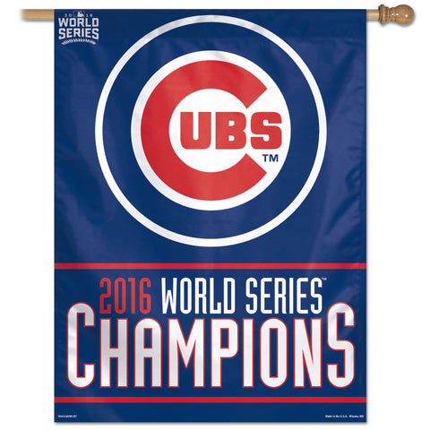 Chicago Cubs Banner 27x37 Vertical 2016 World Series Champs Design - Team Fan Cave