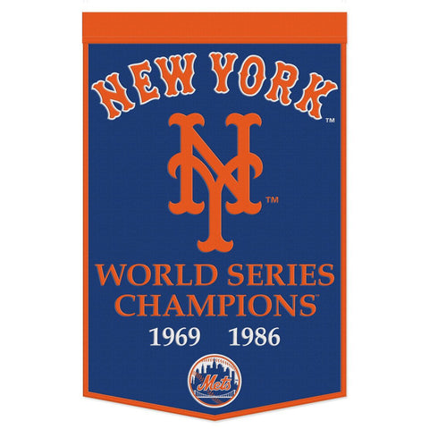 New York Mets Banner Wool 24x38 Dynasty Champ Design - Special Order-0
