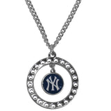 New York Yankees Necklace Chain Rhinestone Hoop - Team Fan Cave