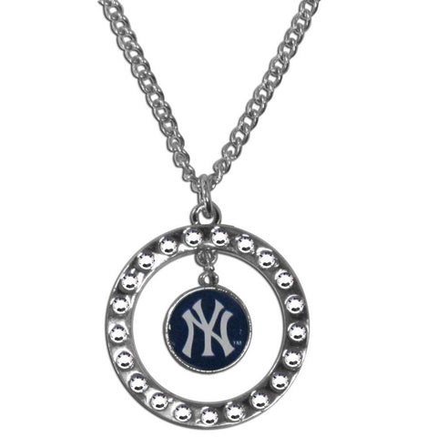 New York Yankees Necklace Chain Rhinestone Hoop - Team Fan Cave