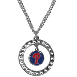 Philadelphia Phillies Necklace Chain Rhinestone Hoop - Team Fan Cave