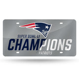 New England Patriots License Plate Laser Cut Silver Super Bowl 51 Champ - Team Fan Cave