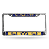 Milwaukee Brewers License Plate Frame Laser Cut Chrome Alternate Design Special Order - Team Fan Cave